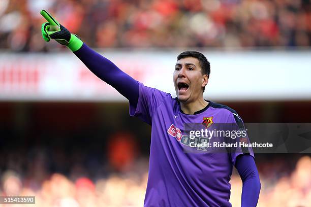 Costel Pantilimon of Watford in action during The Emirates FA Cup Sixth Round match between Arsenal and Watford at the Emirates Stadium on March 13,...