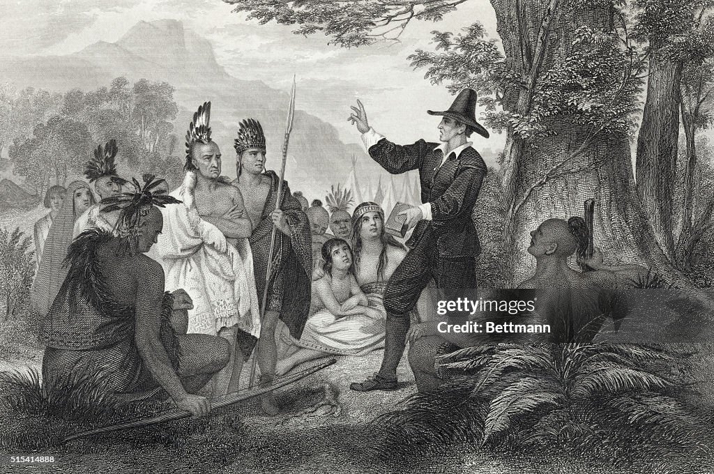 John Eliot Preaching to Algonquian Indians