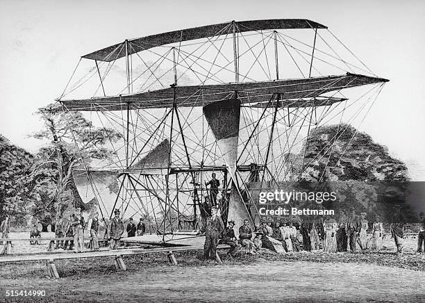 Maxim. Hiram The Maxim Airplane moving on gracks, This Aeronautical monster never left the ground.