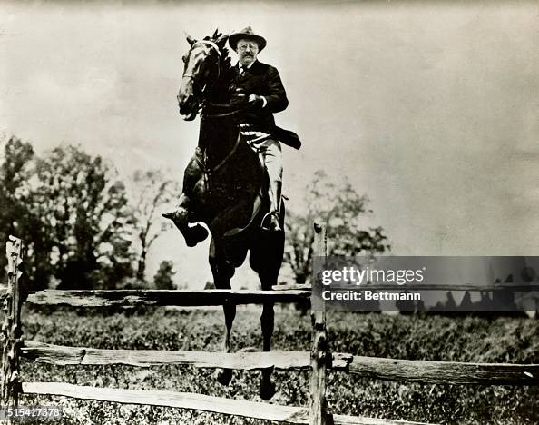 US President Theodore Roosevelt Riding Horse