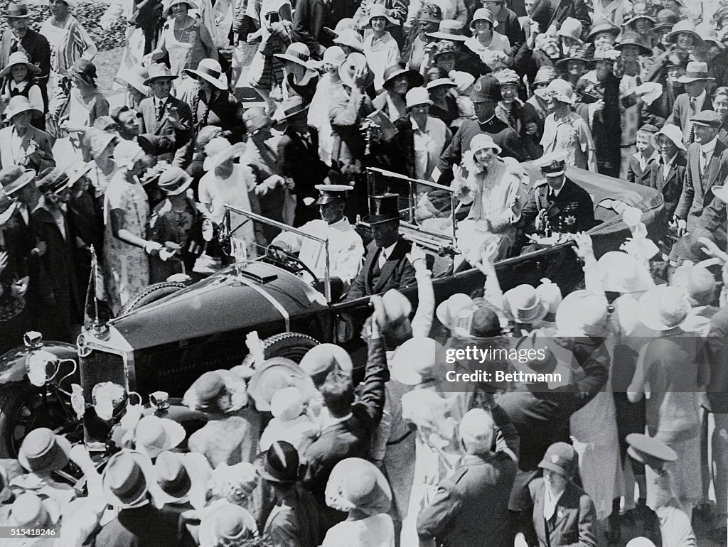Crowds Surrounding Motorcade of Duke and Duchess of York