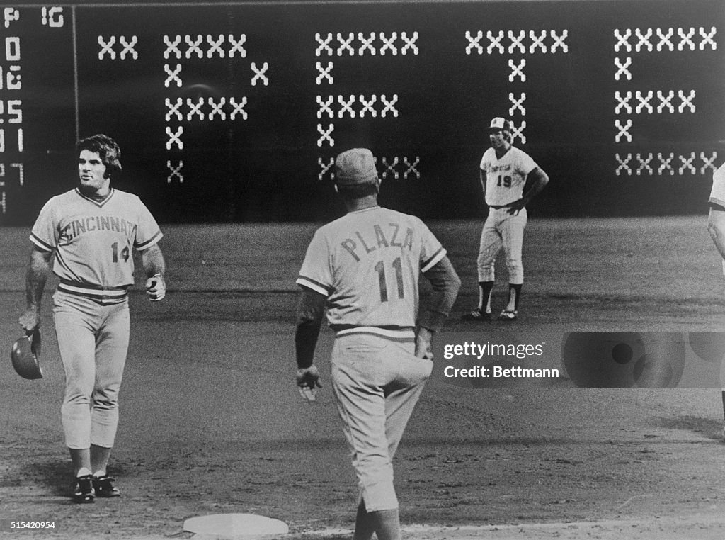 Baseball Player Pete Rose on Field