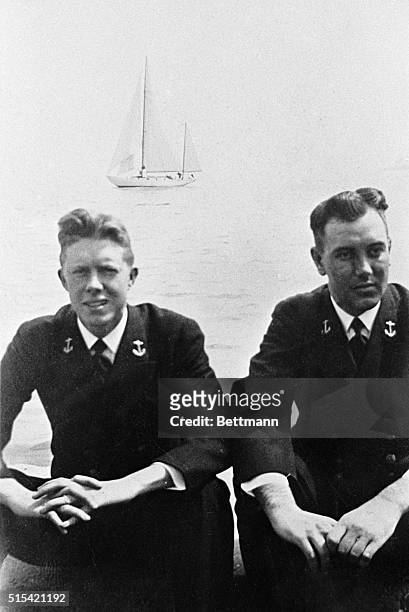 Future US President Jimmy Carter and a fellow cadet at the US Naval Academy, Annapolis.