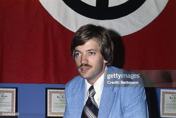 Grand Wizard of the Knights of Ku Klux Klan, David Duke, shown here in his bookstore.