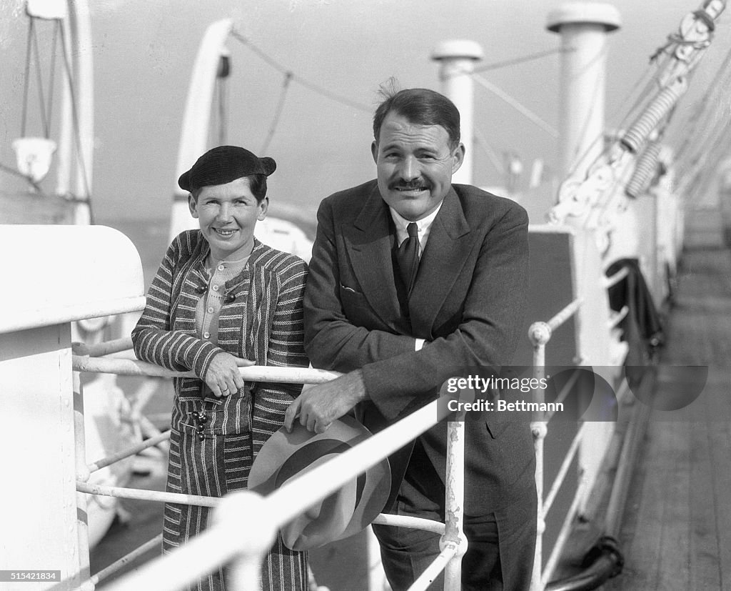 Earnest and Pauline Hemingway on Ship's Deck