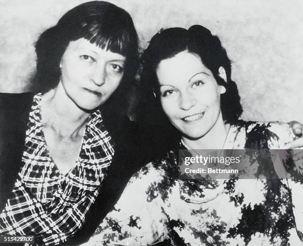 Mrs. Emma Parker, mother of the late notorious Bonnie Parker,is shown here with her daughter Billy Mace, as the elder woman came to court here to...