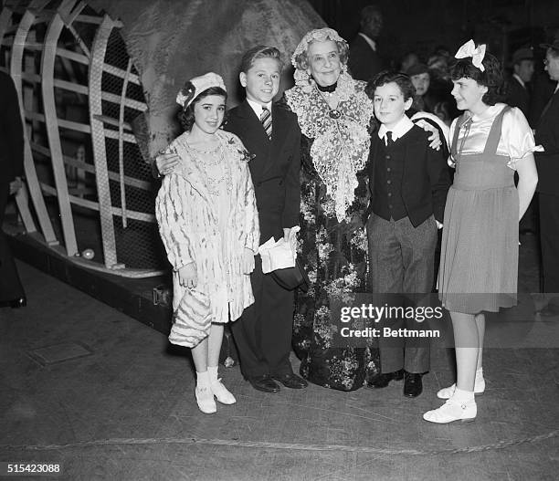 Snapped at the benefit show for the Will Rogers Memorial Fund, given in the Shrine Auditorium, here are Edithe Fellowes, Mickey Rooney, May Robson,...