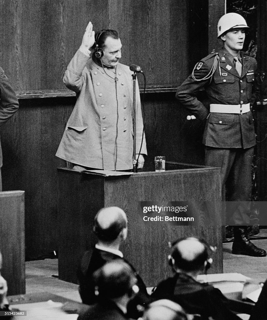 Goering Taking Oath At Nuremberg Trials