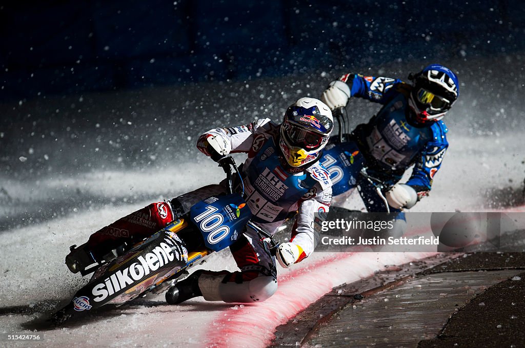 Ice Speed Racing Franz Zorn in action during Ice Speedway World Championship Final on ...