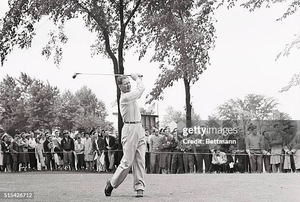 Byron Nelson of Toledo, Ohio, skims one off the first tee, making his bid for gold honors in the U.S. Open at the Canterbury Golf Club in Cleveland....