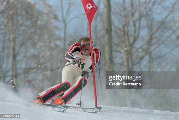 Sarajevo, Yugoslavia: Phil Mahre skis to Olympic gold in the slalom event, February 19.