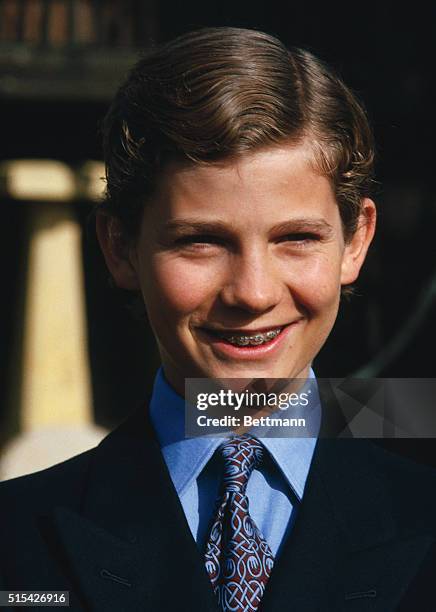 Madrid, Spain: Picture of the Spanish Crown Prince Felipe taken 1/25 on occasion of his 15th birthday on the Zarzuela Palace gardens. Zarzuela is the...