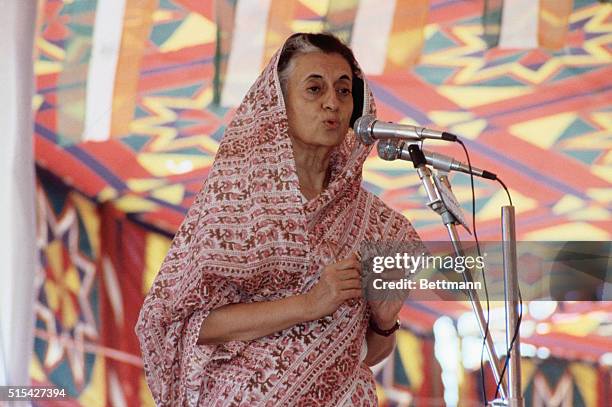 Indira Gandi, Prime Minister of India speaks on her visit to Jaipur.