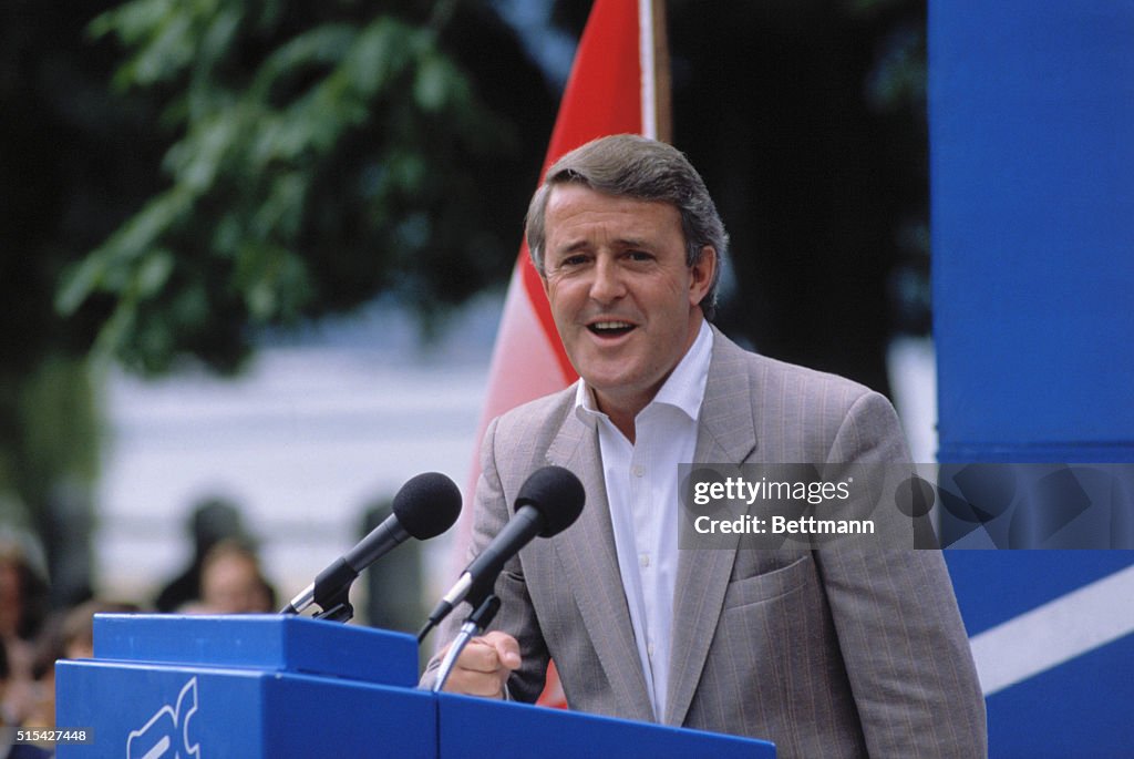Canadian Prime Minister Brian Mulroney Delivering Speech