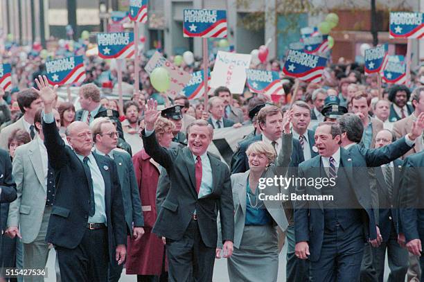 Ed Koch, Mayor of New York City, Walter Mondale, Democratic Presidential candidate, Geraldine Ferraro, Vice-Presidential candidate, and Governor...