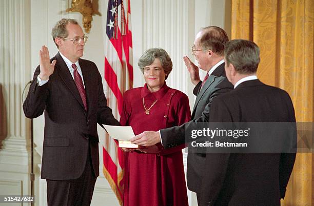 Washington: Judge Anthony Kennedy is given the constitutional oath, required of all federal employees, by Chief Justice William Rehnquist during a...