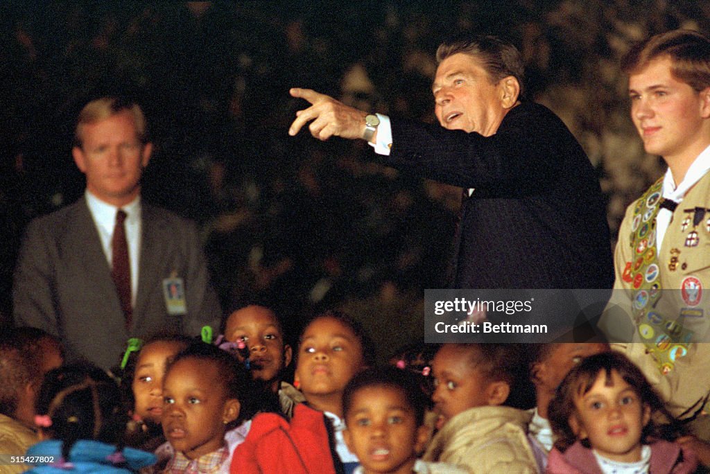 Ronald Reagan and Crowd of Children