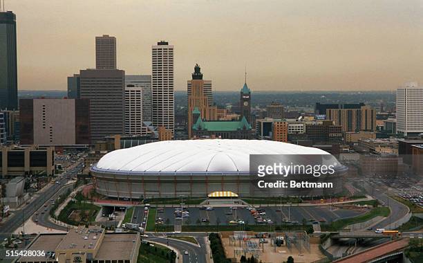 View of the Hubert H. Humphrey Metrodome in Minneapolis, Minnesota, which is home to the Minnesota Twins and the Minnesota Vikings.