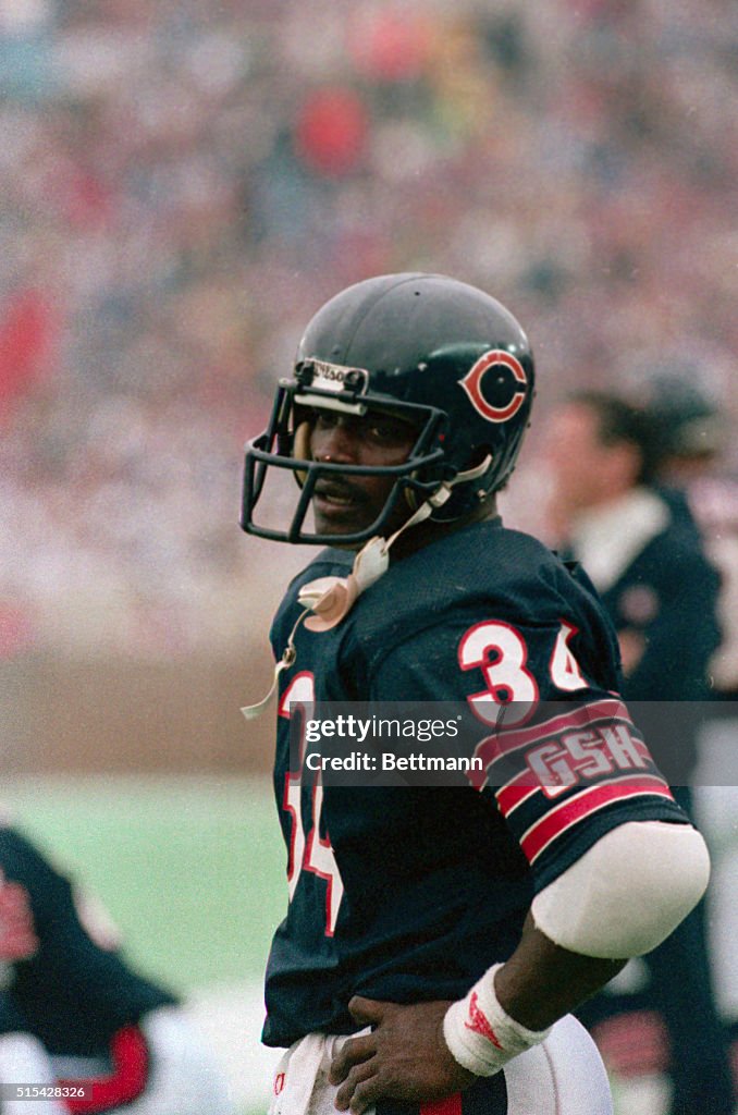 Walter Payton on Field During Football Game