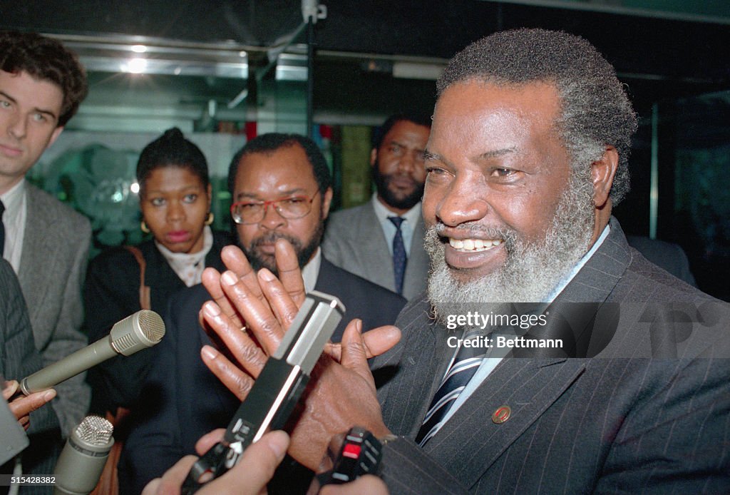 Sam Nujoma Conversing with Reporters