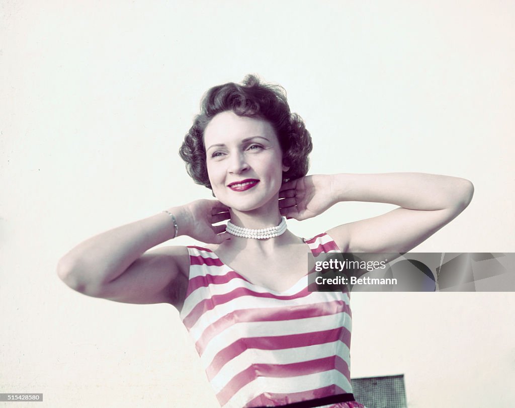 Betty White Holding her Neck