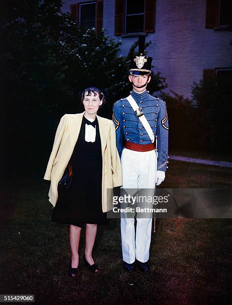 John Eisenhower, the son of President Dwight Eisenhower, stands with his mother Mamie Eisenhower after he graduated from the United States Military...