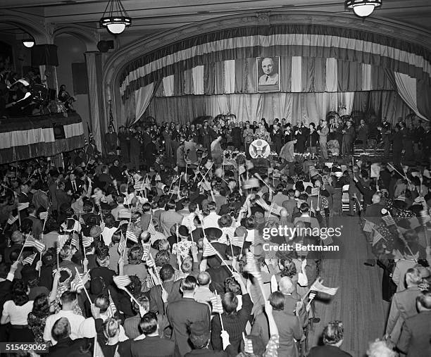 President Cheered in New Jersey. Jersey City, New Jersey: President Truman gets a rousing flag-waving welcome as he rises to give a major campaign...