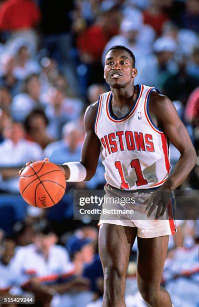 Isiah Thomas, Detroit Pistons guard in action.