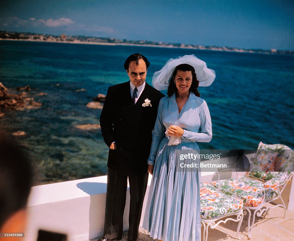 Rita Hayworth and Prince Aly Khan Standing on Yacht