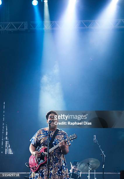 Brittany Howard from Alabama Shakes performs at 2016 Lollapalooza at Autodromo de Interlagos on March 13, 2016 in Sao Paulo, Brazil.
