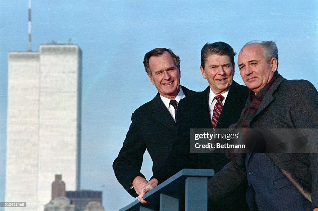 Bush, Reagan, and Gorbachev on Rooftop