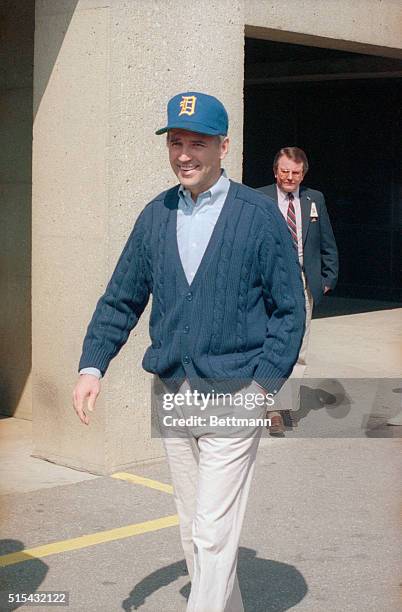 Senator Joe Biden , leaving Walter Reed Army Hospital after brain blood clot surgery.