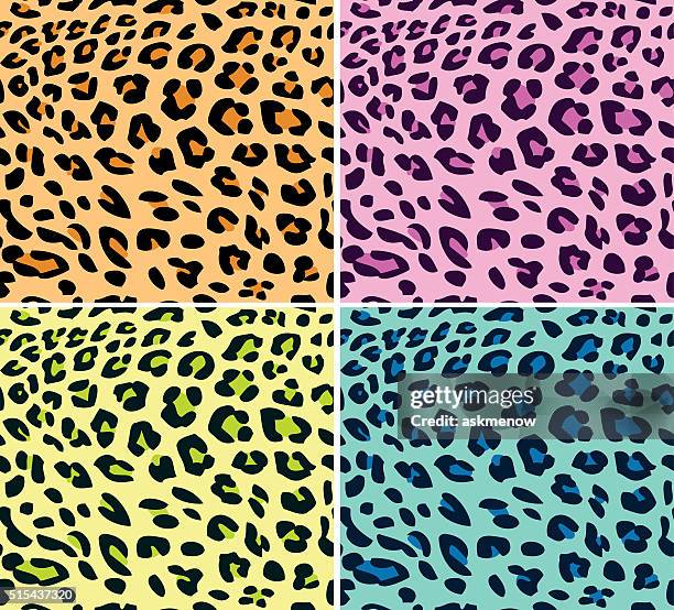 neon leopard patterns - leopard print seamless stock illustrations