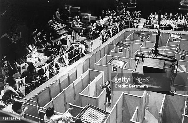 New York, NY- A contestant through the maze on the ABC-TV daytime game show, "The Money Maze" in a bid to win the top prize of $10,000. Here a...