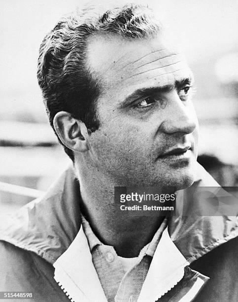 Candid closeup of Prince Juan Carlos of Spain. Photograph, ca. 1960s.
