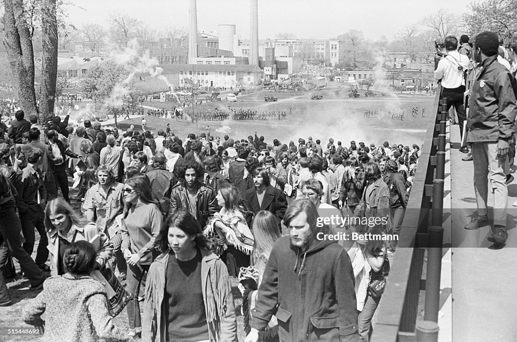 Kent State Students Dispersing Amid Tear Gas