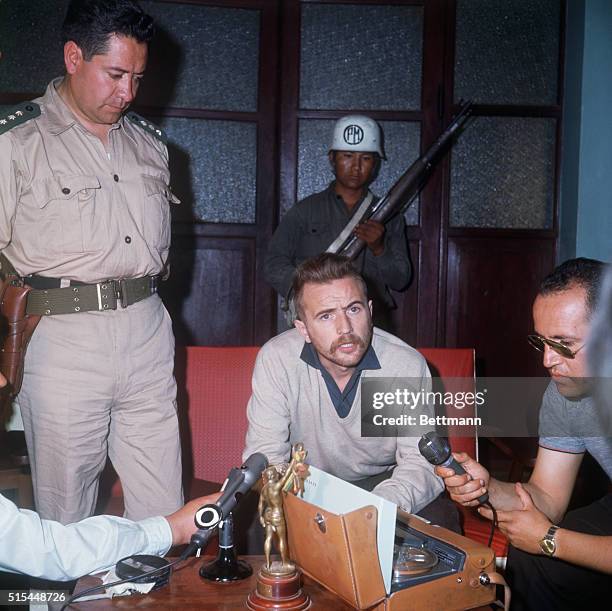 Camiri, Bolivia- Close-up of Regis Debray, 26 year old French Communist holds a press conference, August 14th, in the lounge of the military club in...