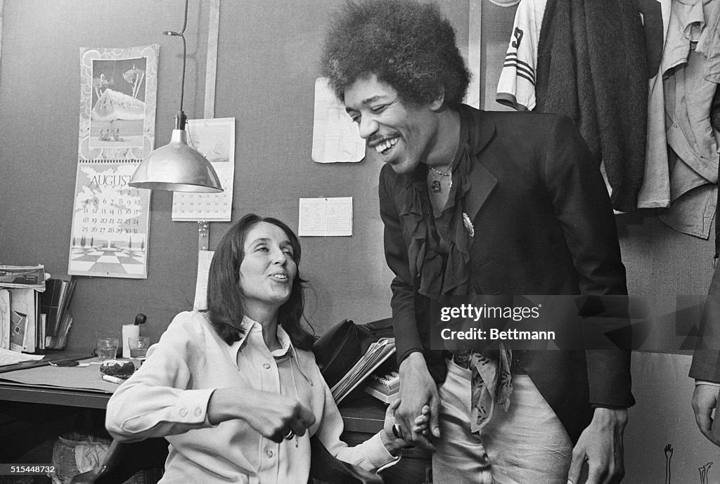 Joan Baez And Jimi Hendrix Chatting