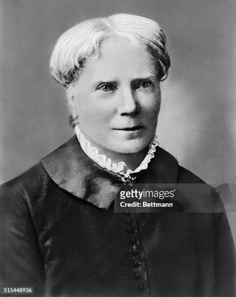Head and shoulders portrait of Elizabeth Blackwell , the first woman , to receive a medical degree in the U.S. Undated photograph.
