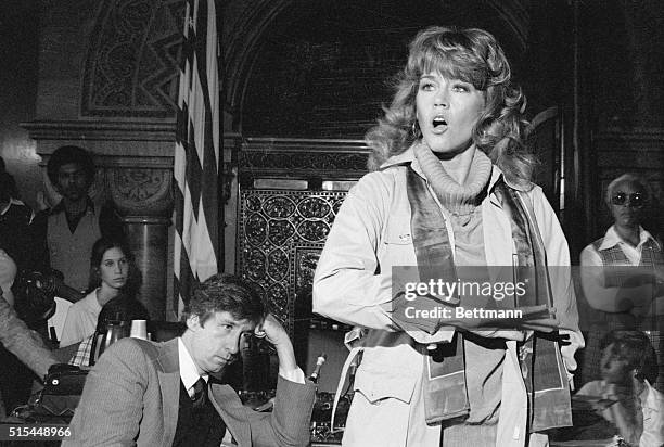 Albany, NY- Actress Jane Fonda and husband Tom Hayden , 10/5, brought their campaign for safe energy and the environment to the New York State...