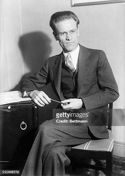 Television inventor Philo T. Farnsworth in New York with plans to build a television transmitting station