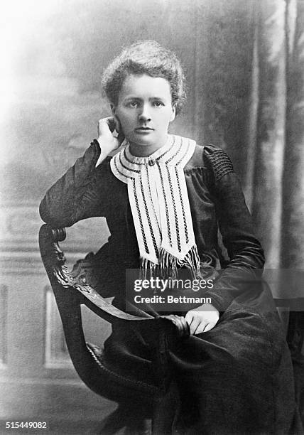 Polish-French physicist Marie Curie , Nobel-prize winning Polish chemist who researched radioactivity, 1898.