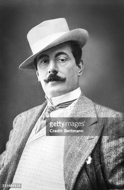 Formal waist up portrait of Italian opera composer, Giacomo Puccini, .