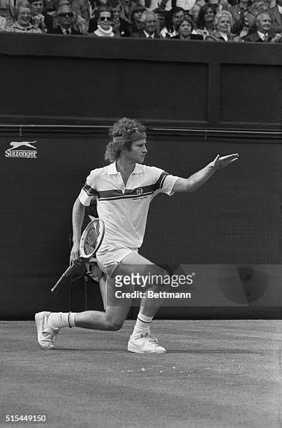 Wimbledon, England- And here's John McEnroe in another stance at Wimbledon June 27 during the fourth round of the men's singles. He beat Stan Smith,...