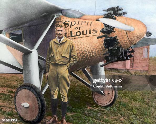 Charles Lindbergh with the Spirit of St. Louis