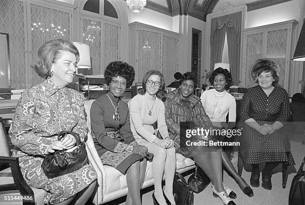 Six of the 12 new female members of the United States House of Representatives in the office of the Speaker of the House. The women are : Martha...