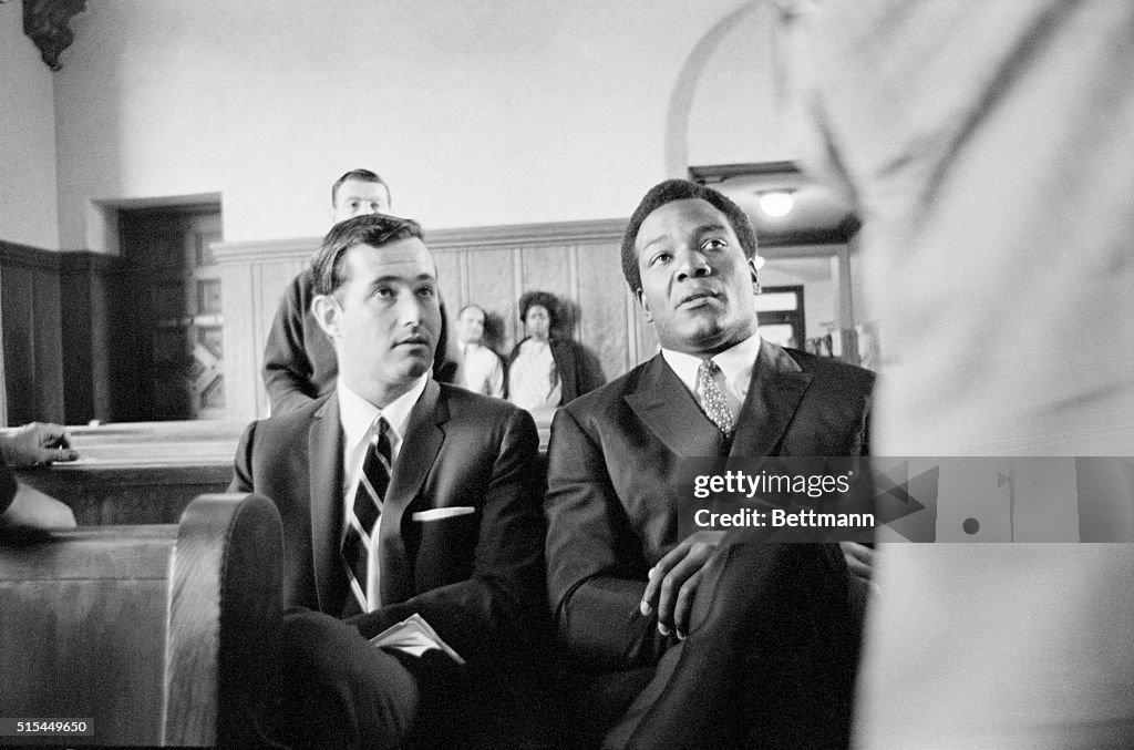 Jim Brown in Court with His Attorney