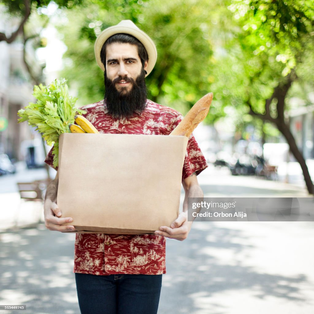 Man with grocery bag