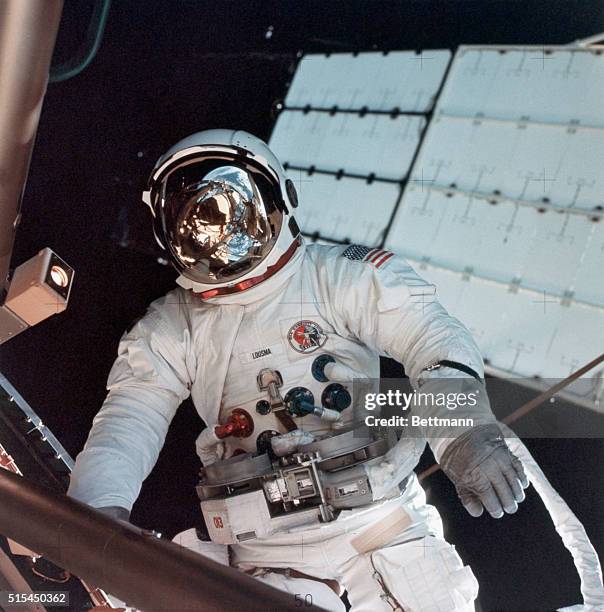 Skylab Space Station- Astronaut Jack Lousma participates in the extravehicular activity during which he and astronaut Owen Garriot, science pilot,...