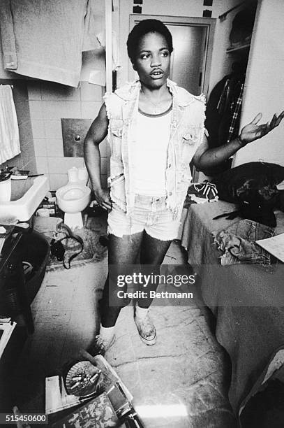 Framingham, Massachusetts- Inmate Billy DeLove stands in her prison cell at the Mass. Correction Institute in Framingham, Delove, of Manitoba,...